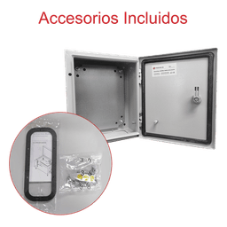 Gabinete de Acero IP66 / 400x400x200 mm / IK10 / Placa Trasera Galvanizada / Cierre con Llave / 15.7x15.7x7.9 in