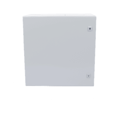 Gabinete de Acero IP66 Uso en Intemperie (600 x 600 x 300 mm) con Placa Trasera Interior Metálica y Compuerta Inferior Atornillable (Incluye Chapa y Llave T).