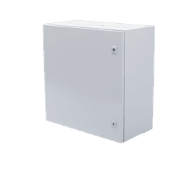 Gabinete de Acero IP66 Uso en Intemperie (600 x 600 x 300 mm) con Placa Trasera Interior Metálica y Compuerta Inferior Atornillable (Incluye Chapa y Llave T).