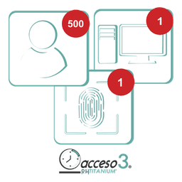 Licencia Software Tiempo y Asistencia / 500 Empleados / 1 Reloj Checador / 1 PC / Integración Nómina / Vigencia Vitalicia