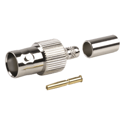 Conector BNC Hembra de Anillo para Cables RG-8/X, LMR-240, 9258, Níquel/ Oro/ Delrin.