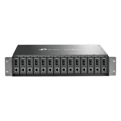 Chasis para Montaje en Rack de 14 bahías / Soporta Convertidores de Fibra Óptica TP-Link /  Compatibles (MC111CS, MC112CS, MC220L, MC110CS, MC100CM, MC210CS, MC200CM) / Plug and Play
