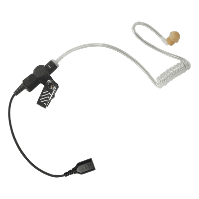 Auricular de tubo acústico transparente con cable de fibra tranzada con conector SNAP tipo MIRAGE. Requiere micrófono de solapa de 1 o 2 hilos de la Serie SNAP.