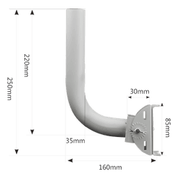 Montaje de Brazo Universal / Ajuste de Azimut 0 a 120° / Acero con Recubrimiento en Polvo / Diámetro 35 mm / Peso 1.2 kg / Compatible con Múltiples Marcas