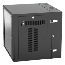 Gabinete PanZone de Montaje en Pared, de 19in, Puerta con Ventana de Seguridad, 12 UR, 635mm de Profundidad, Color Negro
