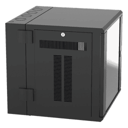 Gabinete PanZone de Montaje en Pared, de 19in, Puerta con Ventana de Seguridad, 12 UR, 635mm de Profundidad, Color Negro