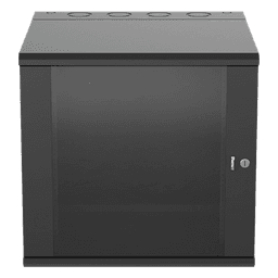 Gabinete PanZone de Montaje en Pared, de 19in, Puerta con Ventana de Seguridad, 12 UR, 635mm de Profundidad, Color Negro