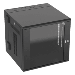 Gabinete PanZone de Montaje en Pared, de 19in, Puerta con Ventana de Seguridad, 12 UR, 635mm de Profundidad, Color Negro
