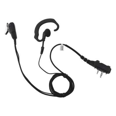 Micrófono de solapa con gancho suave para la oreja y fibra trenzada para puerto de accesorios Icom de 2 pines con tornillos