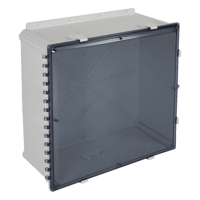 Caja de Policarbonato / Puerta Tintada / 24x24x10 pulgadas (2x2x0.83 pies) / IP66 / UL/cUL Interior-Exterior