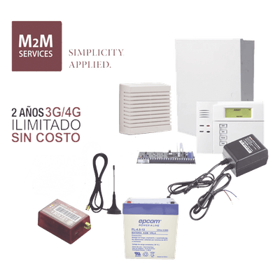 Kit de Alarma Híbrida / Panel 48 Zonas / Comunicador 4G LTE-M/5G / Sirena 15 W / 2 Años de Datos Incluidos