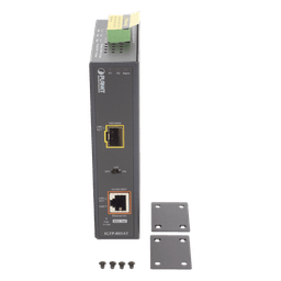 Convertidor de Medios PoE Industrial, Puerto SFP 1000BASE-SX/LX a Puerto RJ45 Gigabit con Salida PoE 802.3at (Hasta 30 W).