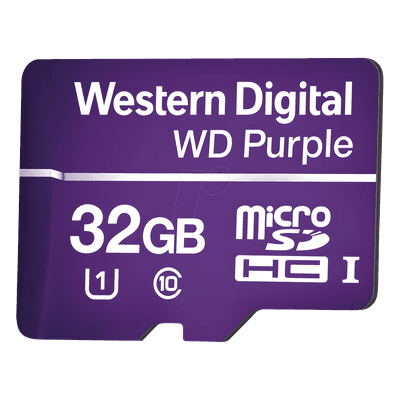 Memoria microSD de 32GB PURPLE, Especializada Para Videovigilancia, 10 VECES MAYOR DURACIÓN, 3 AÑOS DE GARANTIA