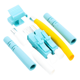 Conector de Fibra Óptica LC Duplex, Epoxico, Fibra Recubierta, Multimodo, Color Aqua (No pre-pulido)