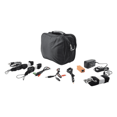 Kit de Accesorios para Probador de Video / Maleta y Cinturón / Cable BNC 30 cm / Fuente 12VDC 2A / Soporte RS485 / Puntas Multímetro / Audio 3.5mm