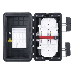 Caja de Distribución de Fibra Óptica, Hasta 96 Empalmes, Exterior IP65, Color Negro