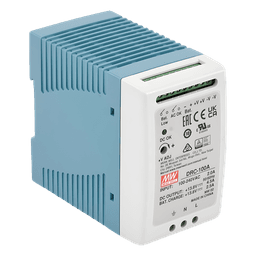 Fuente de Poder Riel DIN / 100W / Salida Dual 13.8V CC / Cargador de Batería Integrado / 87% Eficiencia / Convección Natural