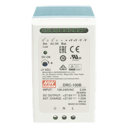 Fuente de poder con cargador de batería / Riel DIN / 24V / 100W / 2.25A / UL 508 / 2.16 x 3.54 x 3.94 pulgadas