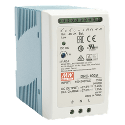 Fuente de poder con cargador de batería / Riel DIN / 24V / 100W / 2.25A / UL 508 / 2.16 x 3.54 x 3.94 pulgadas
