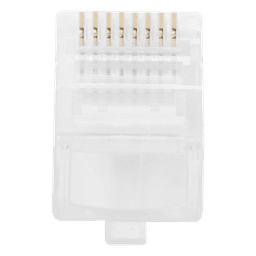 Bote con 100 Piezas de Plug Modular RJ45 Cat5e sin Blindaje, Chapado de Oro a 30 Micras para Durabilidad Extrema