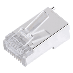 Bote con 100 Piezas de Plug Modular RJ45 Cat5e Blindado, Chapado de Oro a 30 Micras para Durabilidad Extrema con Pin de Tierra