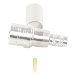 Conector QMA (Quick Mate) Macho, Anillo Plegable para RG-8/X, LMR-240, Bronce Blanco/Oro/Teflón.