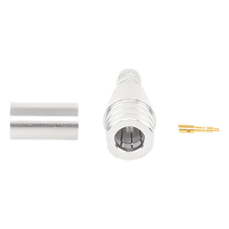 Conector QMA (Quick Mate) Macho, Anillo Plegable para RG-8/X, LMR-240, Bronce Blanco/Oro/Teflón.