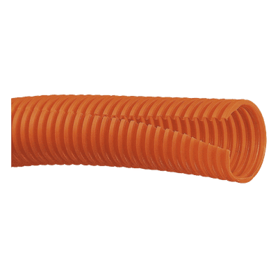 Tubo Corrugado Abierto / Diámetro Interno 12.8 mm / Longitud 30.5 m (100 ft) / Polietileno / Naranja / UL 94 HB / -40 a 50°C