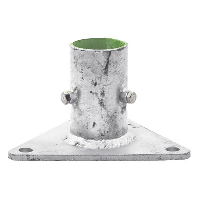 Base Triangular para Mástil de 1" a 2" con Opresores. Galvanizado por Inmersión en Caliente.