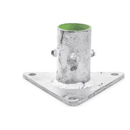 Base Triangular para Mástil de 1" a 2" con Opresores. Galvanizado por Inmersión en Caliente.