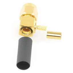 Conector SMA Macho Inverso en Ángulo Recto, Anillo Plegable/ RG-174/U, BELDEN 8216, Oro/ Oro/ Teflón.