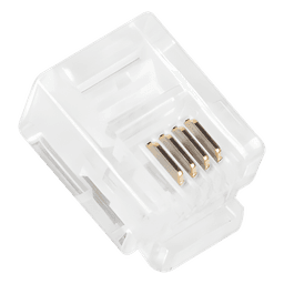 Plug Modular RJ11 / 4 Contactos / Chapado Oro 50 Micras / Paquete 100 Piezas
