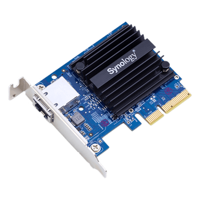 Adaptador de Ethernet E10G18-T1 | 10 Gbps | Compatible con PCIe 3.0 y 2.0 | Autonegociación 4 u 8 Canales | Perfil Bajo y Altura Completa | Compatibilidad con Synology DSM 6.1.7 o Posterior | Certificaciones FCC, CE, BSMI | Garantía de 5 A&a