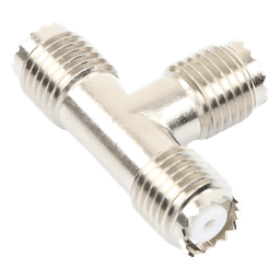 Adaptador en T, de Conector Mini-UHF Hembra a Doble Mini-UHF Hembra, Níquel/ Plata/ Teflón.
