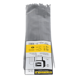 Cincho de Nylon 6.6 StrongHold™, 370mm largo x 3.6mm ancho, Color Negro, Exterior Resistente a Rayos UV, Paquete de 100pz