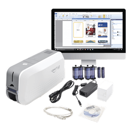 Kit de Impresora tarjetas de PVC / Puede Crecer a Laminador/ Una Cara / Incluye: 2 x Ribbon a Color, 100 Tarjetas PVC, Kit de Limpieza, Software