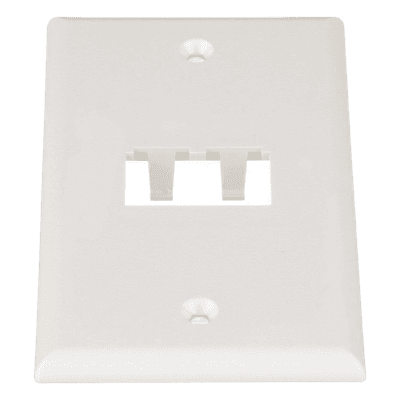 Placa de Pared Vertical / 2 Puertos Mini-Com / 69.8 x 114.3 mm / 2.75 x 4.5 pulg. / Blanco Mate / ABS