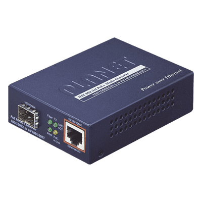 Convertidor IEEE802.3af/at PoE 10/100/1000Base-T a 100/1000X SFP