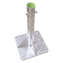 Base para Mástil Hasta 2" con Opresores, Base de 30 x 30 cm y Tubo de 50 cm Ced. 30. Galv. Inmersión.