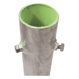 Base para Mástil Hasta 2" con Opresores, Base de 30 x 30 cm y Tubo de 50 cm Ced. 30. Galv. Inmersión.