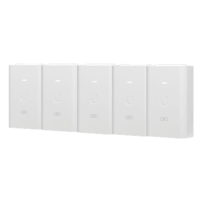 5 Unidades del Adaptador PoE Ubiquiti de 24 VDC, 1.0 A con puerto Gigabit, color blanco