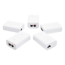 5 Unidades del Adaptador PoE Ubiquiti de 24 VDC, 1.0 A con puerto Gigabit, color blanco