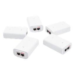 5 Unidades del Adaptador PoE Ubiquiti de 24 VDC, 1.0 A con puerto Gigabit, color blanco