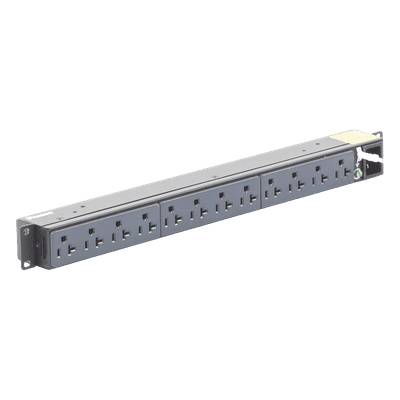 PDU Básico para Distribución de Energía, Enchufe de Entrada NEMA 5-15P, Con 12 Contactos NEMA 5-20R, Instalación Horizontal de 19in, 1UR, 15 Amp, 120 Vca