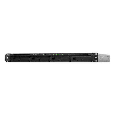 NAS Rack / 4 Bahías / CPU Intel Xeon D-1527 Quad-Core / 8 GB DDR4 ECC Ampliable a 64 GB / 2 Ranuras M.2 NVMe/SATA / 4 Puertos LAN 1GbE / Soporte 10GbE Opcional / Escalable a 16 Bahías