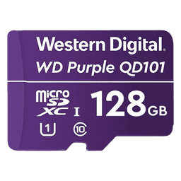 Memoria microSD de 128 GB PURPLE, Especializada Para Videovigilancia, 10 VECES MAYOR DURACIÓN, 3 AÑOS DE GARANTIA