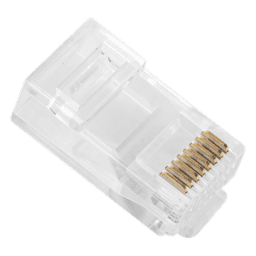Bote con 100 Plugs Pass Through RJ45 Cat6 sin Blindaje, Chapado de Oro a 30 Micras para Durabilidad Extrema