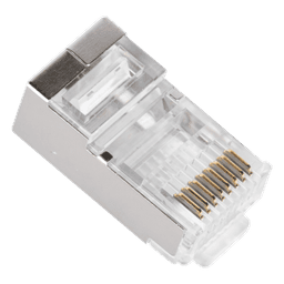 Bote de Plugs Pass Through RJ45 / Cat5e Blindado / Chapado Oro 30 Micras / 24AWG / 100 Piezas