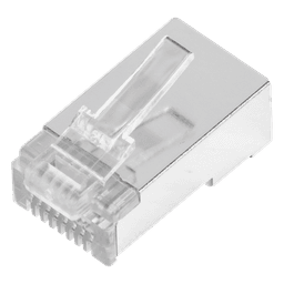 Bote de Plugs Pass Through RJ45 / Cat5e Blindado / Chapado Oro 30 Micras / 24AWG / 100 Piezas