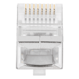 Bote de Plugs Pass Through RJ45 / Cat5e Blindado / Chapado Oro 30 Micras / 24AWG / 100 Piezas